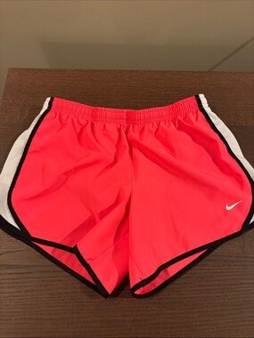 Nike Girls Neon Coral Athletic Shorts with Contrast Trim